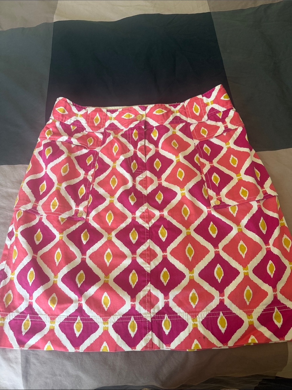 Tory Burch Women's Pink Geometric Print A-Line Skirt